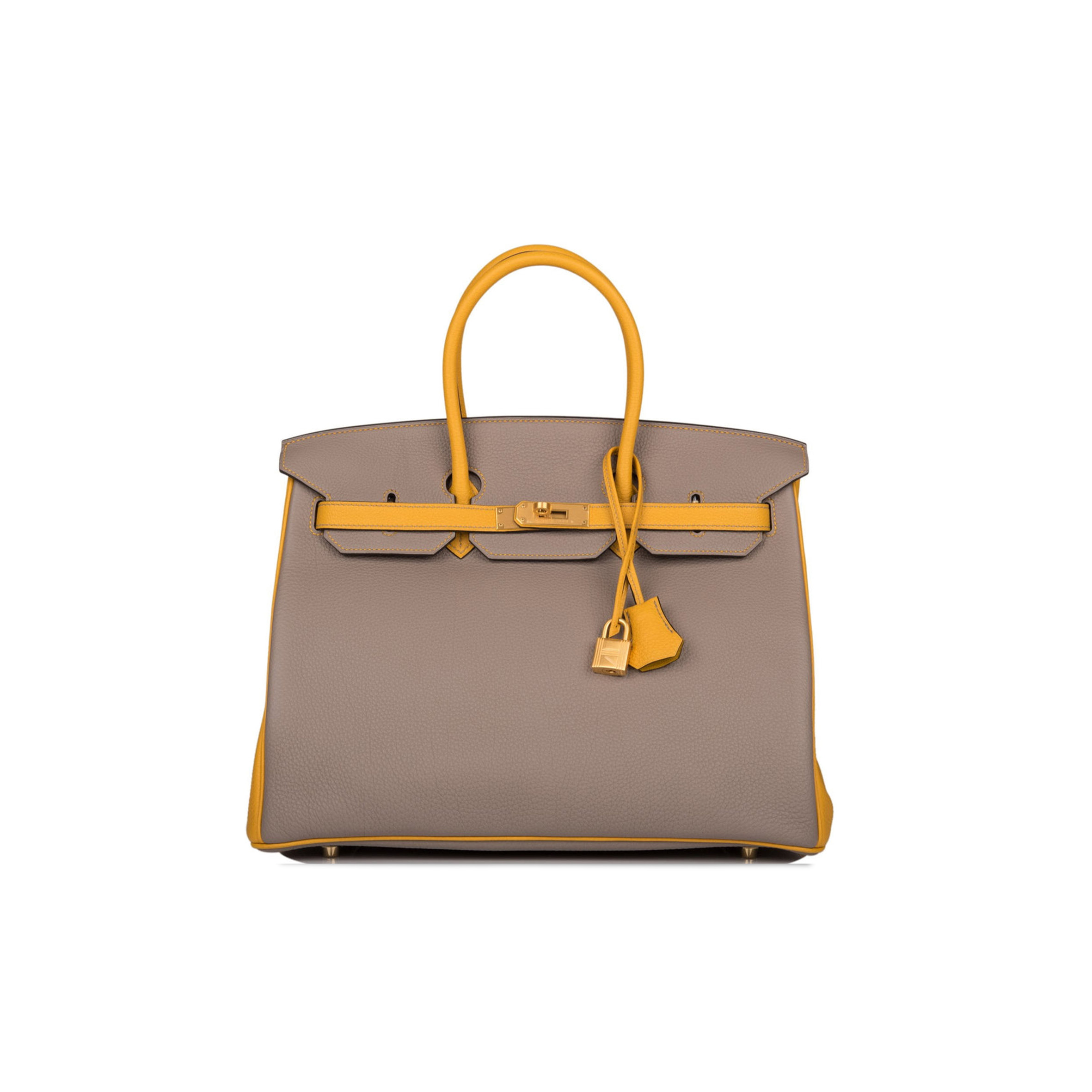 HERMES BIRKIN 30 EPSOM TRENCH COAT GREY AND AMBER SILVER BUCKLE BAG H028369CK65 (30*23*15cm)